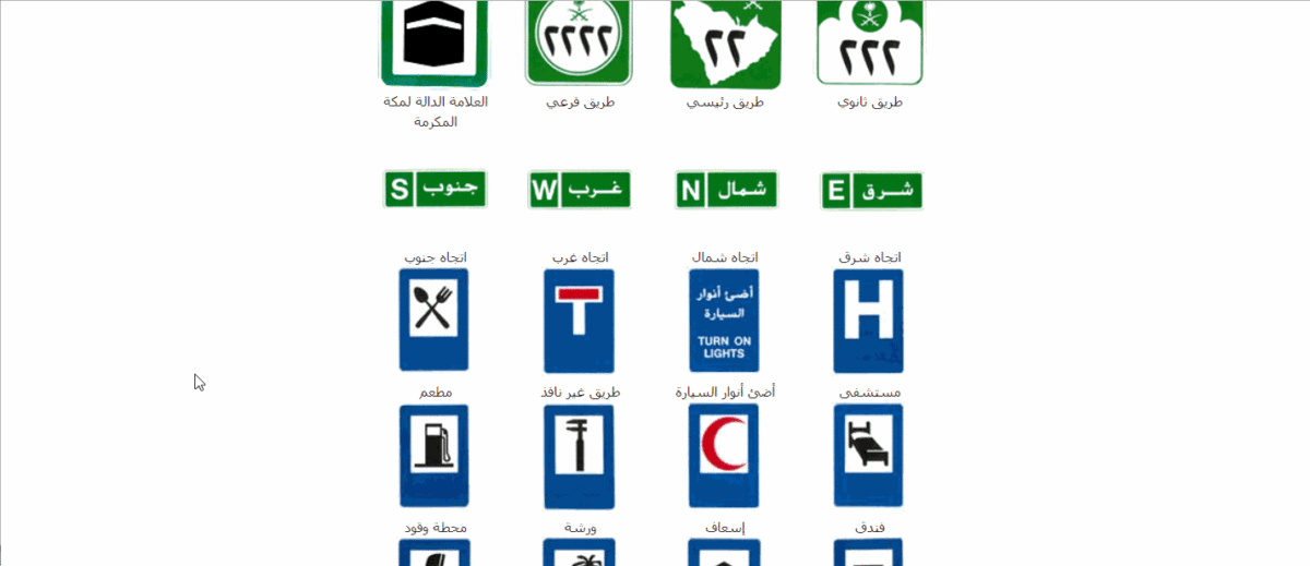 اشارات معاني إشارات المرور في السعودية لقائدي السيارات المبتدئين