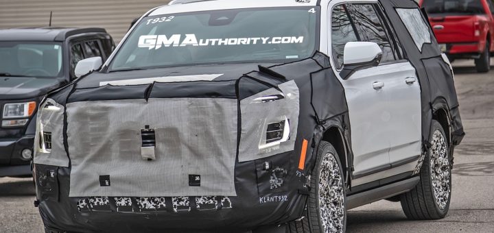 2024 GMC Yukon XL Refresh Prototype Spy Shots 24 Inch Wheels March 2023 Exterior 001 720x340 1 داخلية وخارجية جي ام سي يوكن 2024 فيس ليفت تظهر أثناء اختبارها