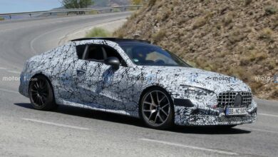 mercedes amg cle 63 side view spy photo مرسيدس تقترب من موعد طرح CLE كلاس الجديدة كلياً مع رصدها أثناء اختبارها في مضمار نوربورغرينغ الألماني