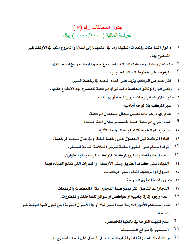 5 اسعار المخالفات المرورية في السعودية وطريقة الاعتراض