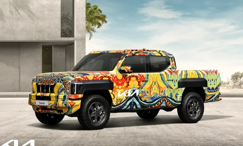 Image Kia unveils unique camouflage for its Tasman pickup truck 1 ssict 1200 800 1200x640 1 كيا تكشف عن تصميم فريد لتمويه شاحنة "كيا تاسمان بيك أب" الأولى من نوعها