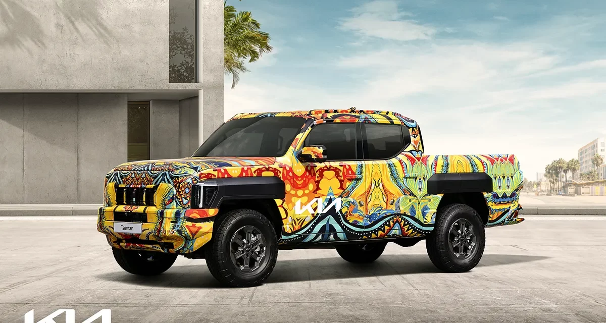 Image Kia unveils unique camouflage for its Tasman pickup truck 1 ssict 1200 800 1200x640 1 كيا تكشف عن تصميم فريد لتمويه شاحنة "كيا تاسمان بيك أب" الأولى من نوعها