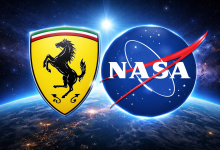 شعار فيراري وناسا في الفضاء فيراري وناسا تتحدان لتطوير "لوتشي" الكهربائية بتقنية تسارع مستوحاة من رواد الفضاء!