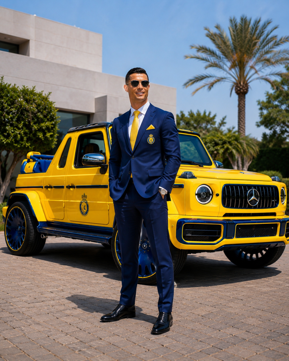 30 كريستيانو رونالدو ينتظر أغلى مرسيدس-بنز G-Class في العالم بألوان نادي النصر السعودي المميزة