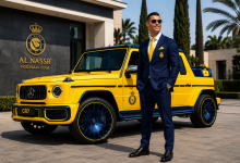 ChatGPT Image 7 مايو 2026، 01 01 23 م كريستيانو رونالدو ينتظر أغلى مرسيدس-بنز G-Class في العالم بألوان نادي النصر السعودي المميزة