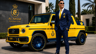 ChatGPT Image 7 مايو 2026، 01 01 23 م كريستيانو رونالدو ينتظر أغلى مرسيدس-بنز G-Class في العالم بألوان نادي النصر السعودي المميزة